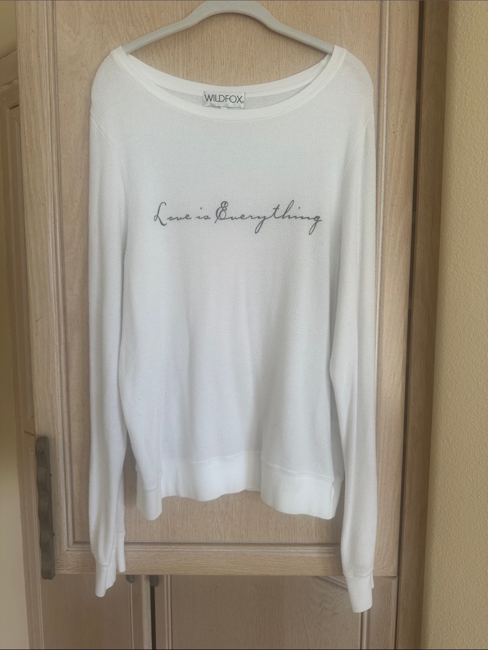 Wildfox Cream 'Love is Everything' Scoopneck Sweatshirt